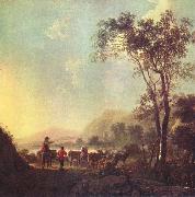 Aelbert Cuyp Landscape with herdsman and cattle. painting